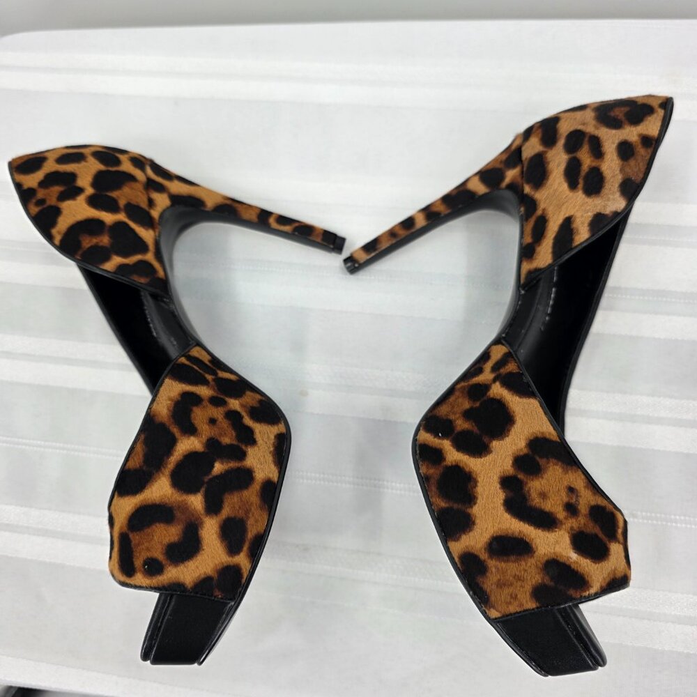 NINE WEST Expensive Platform Pump D'Orsay Leopard Hair Shoes Heels 7.5 NWOB - Picture 8 of 10